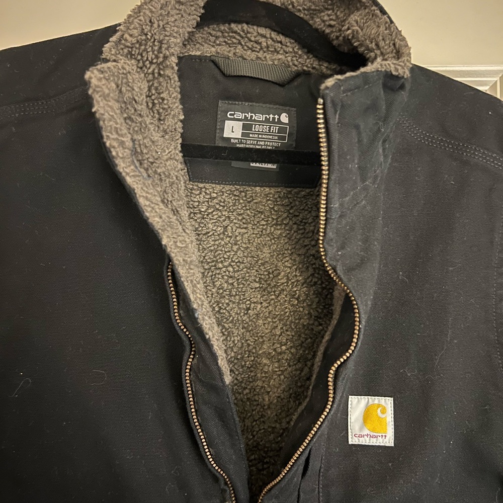 Carhartt Black Military Field Jacket with Sherpa Lining